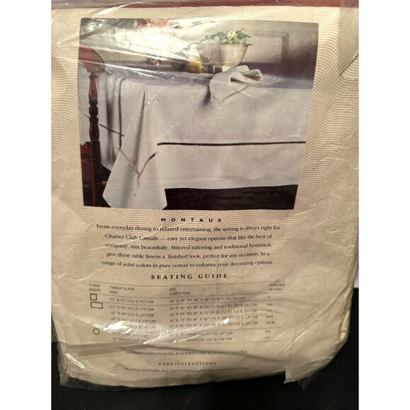 Charter Club Cotton  90" Round Cream Hemstitch Tablecloth - Picture 4 of 9